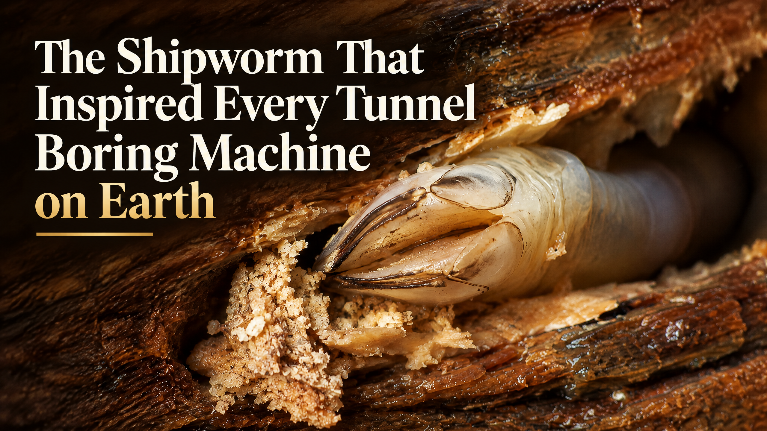 Shipworm boring into wood