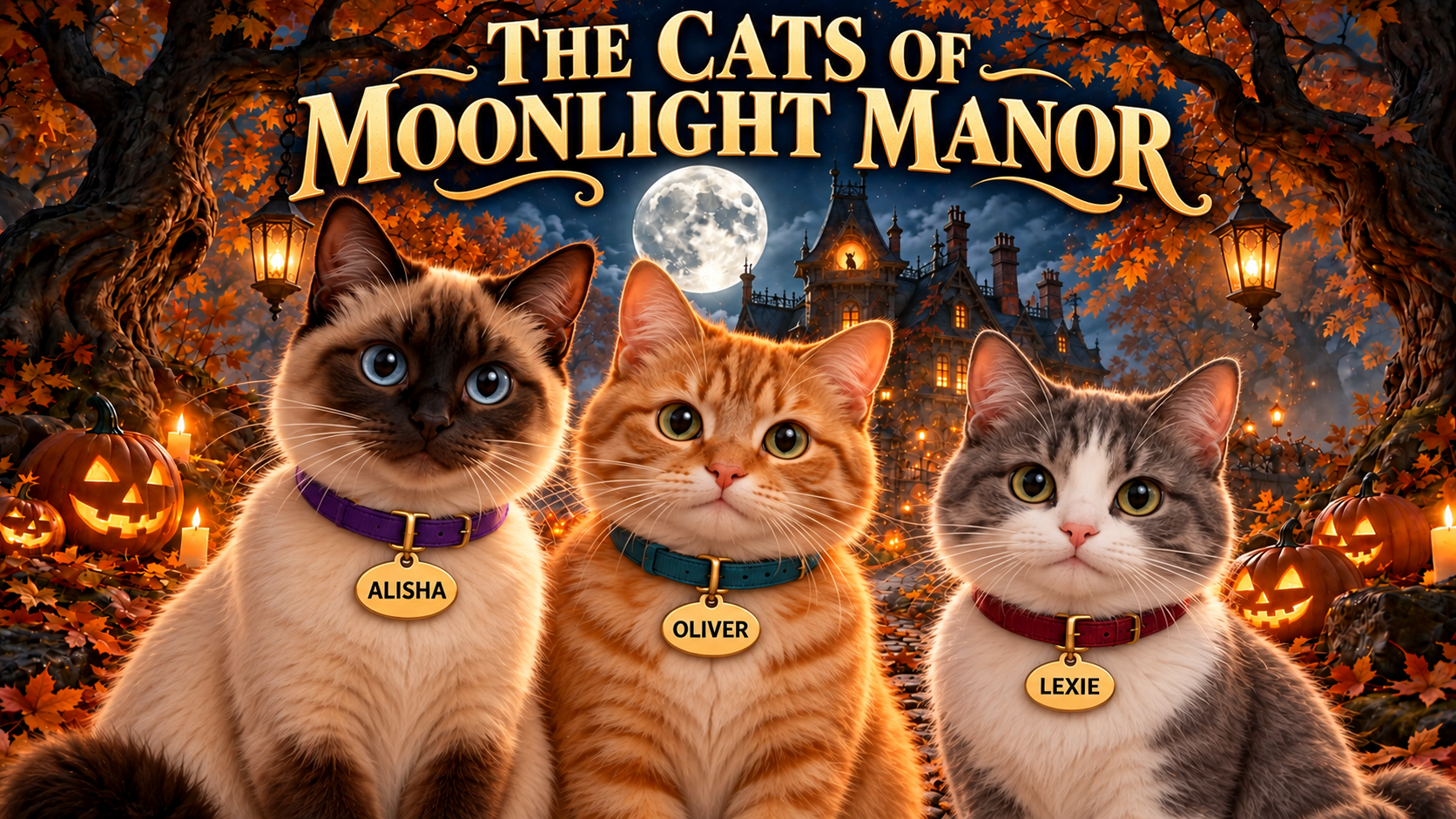 Three adult cats on a mission