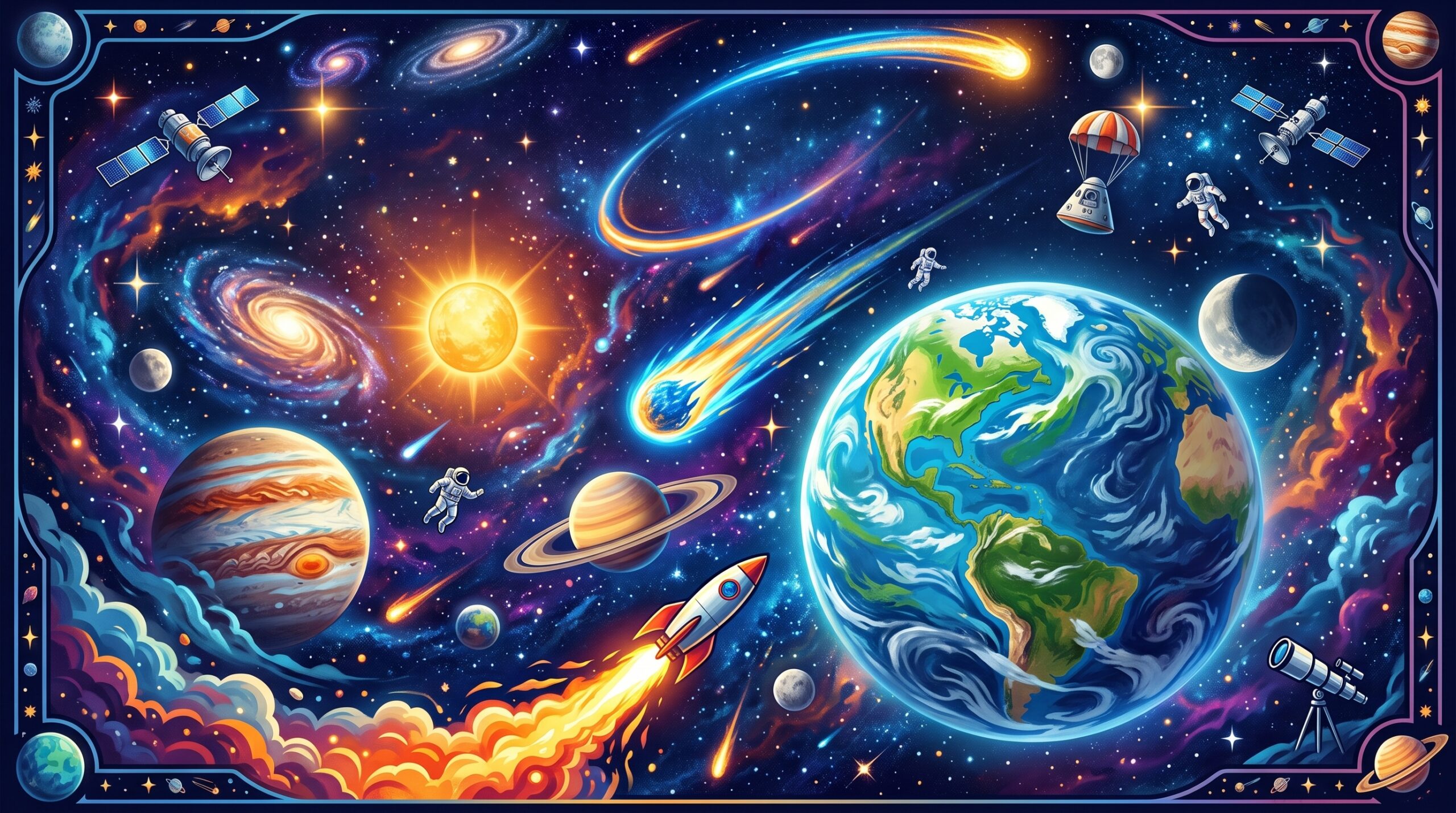 An open illuminated volume of earth and space