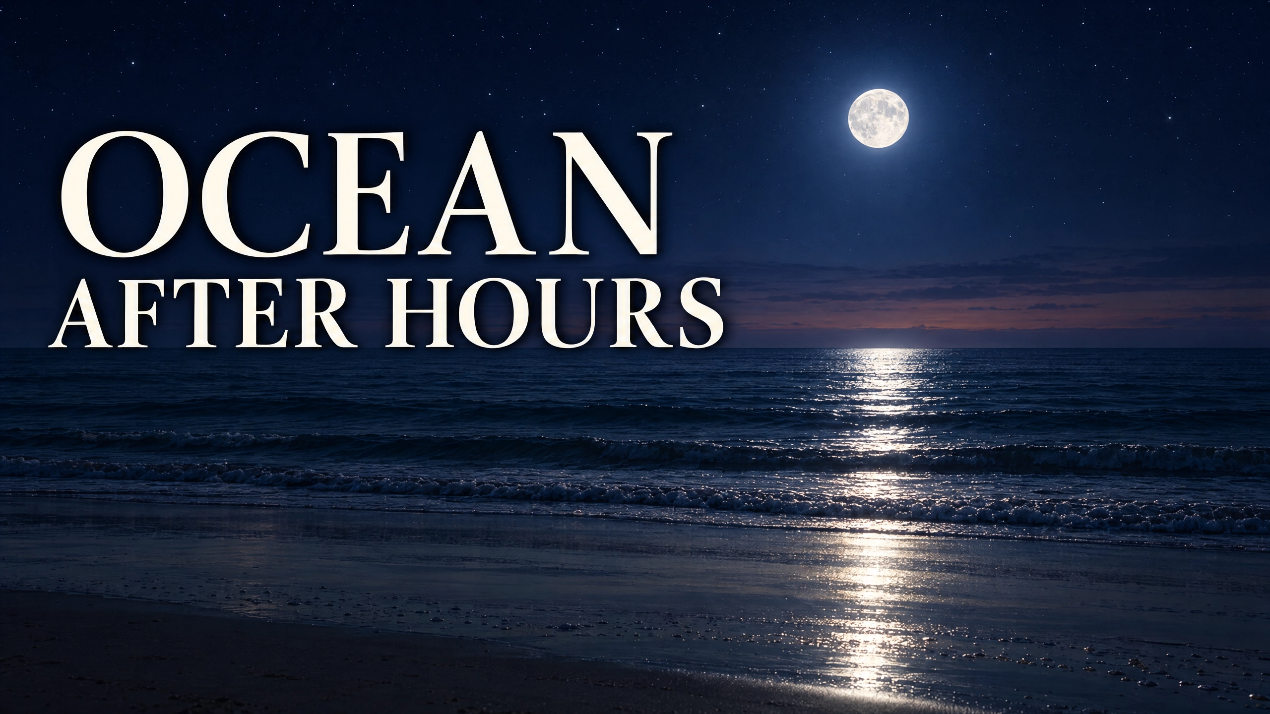 Moonlight scene of ocean and stars